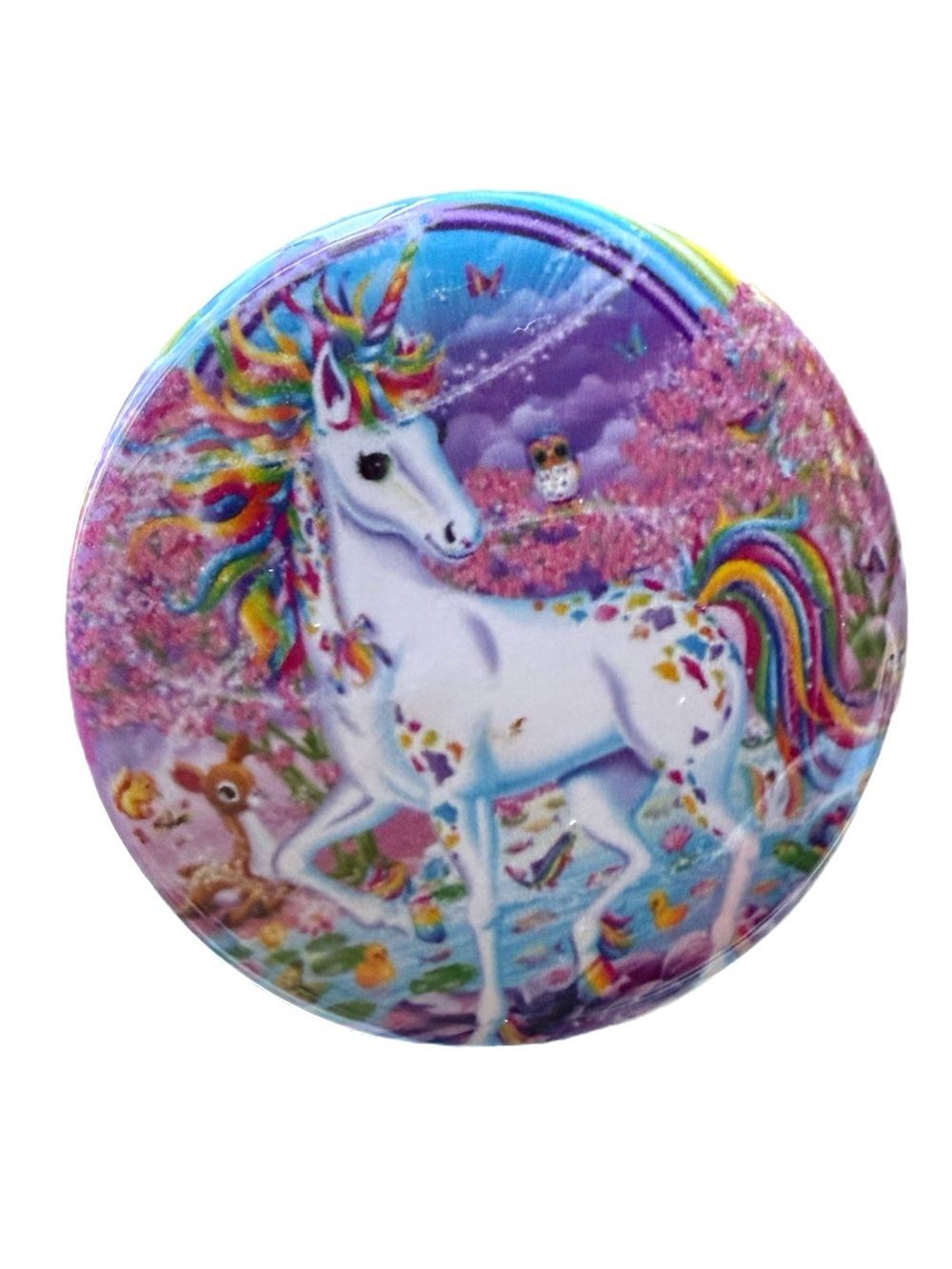 Lisa frank Whimsical Rainbow Unicorn Round Pouch - Purple & Multicolor pin